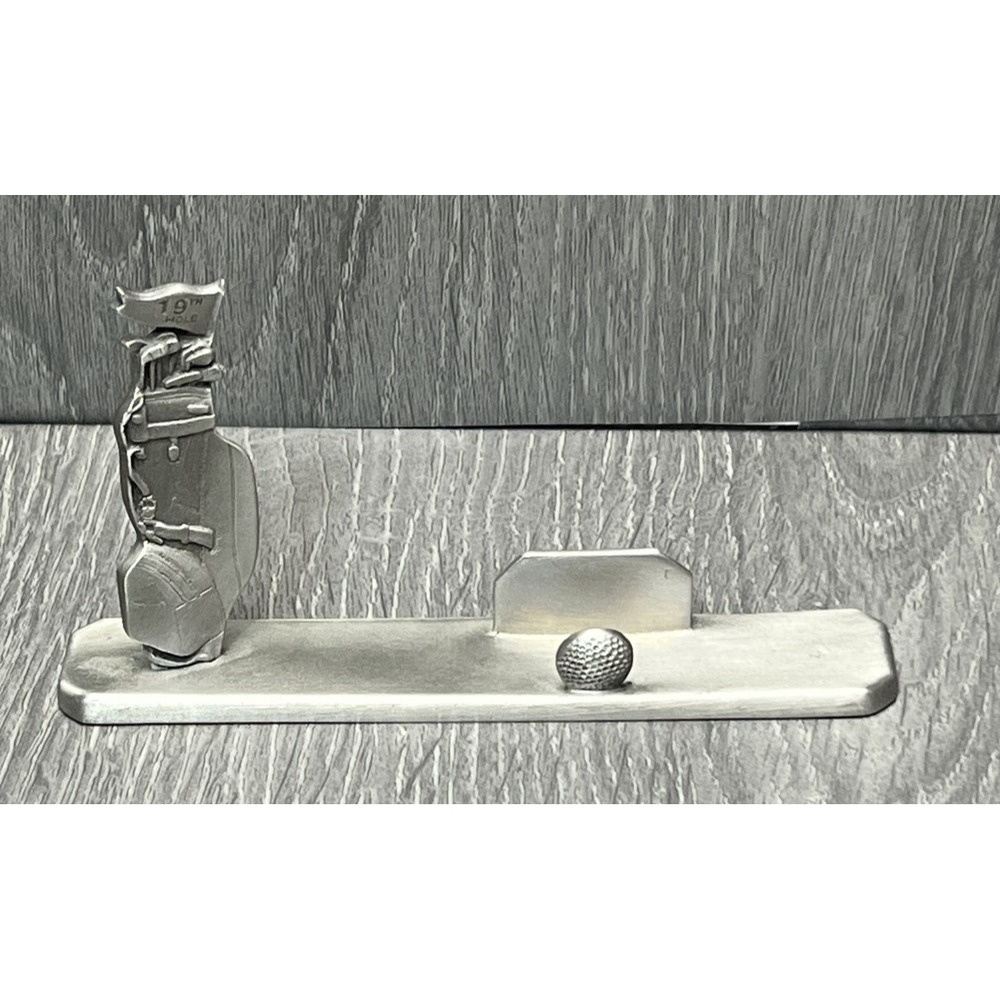 Vintage 1994 GAP Fine Pewter 19th Hole Golf Bag‎ & Ball Business Card Holder